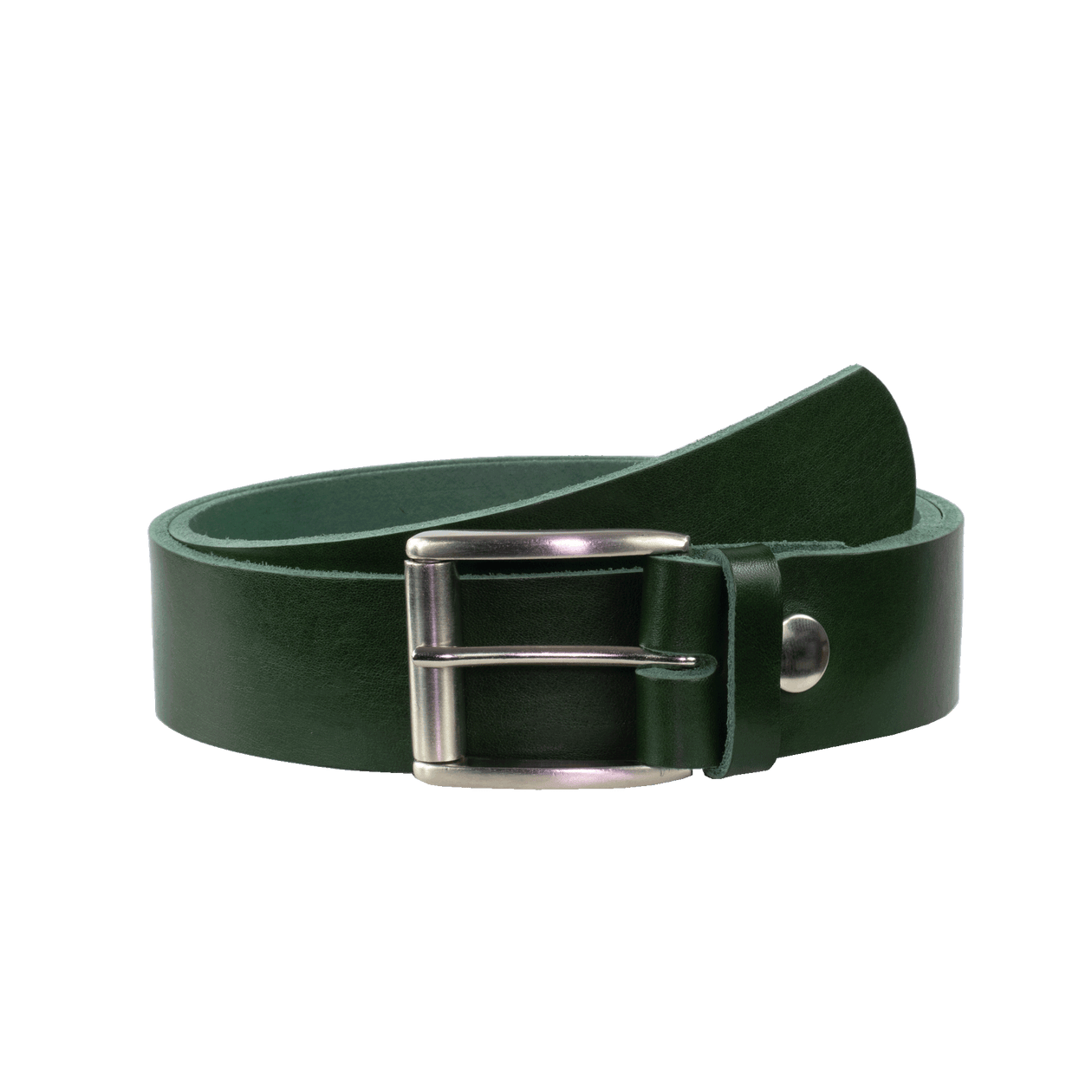 Ledergürtel 4cm mit Schnalle Amsterdam silber glänzend grün ohne Muster