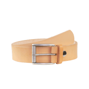 Ledergürtel 4cm mit Schnalle Amsterdam silber matt natur ohne Muster