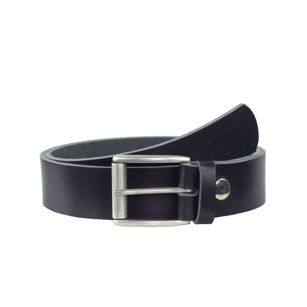 Ledergürtel 4cm mit Schnalle Amsterdam silber matt navi ohne Muster