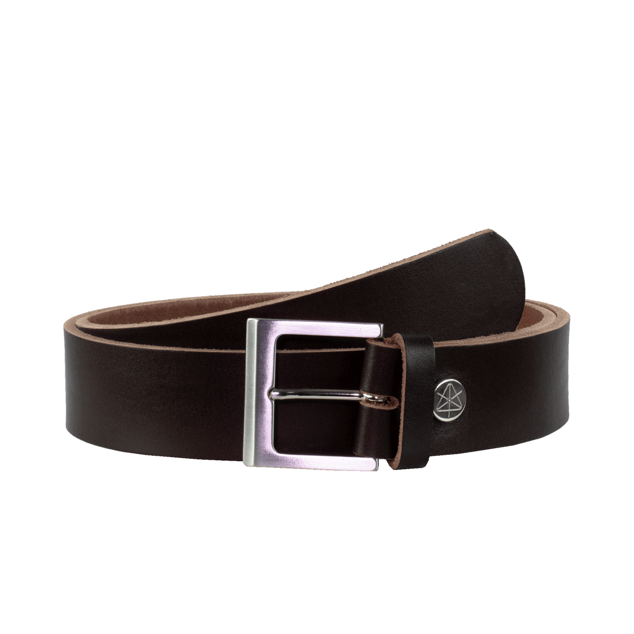Ledergürtel 4cm mit Schnalle Graz silber glänzend dunkelbraun ohne Muster