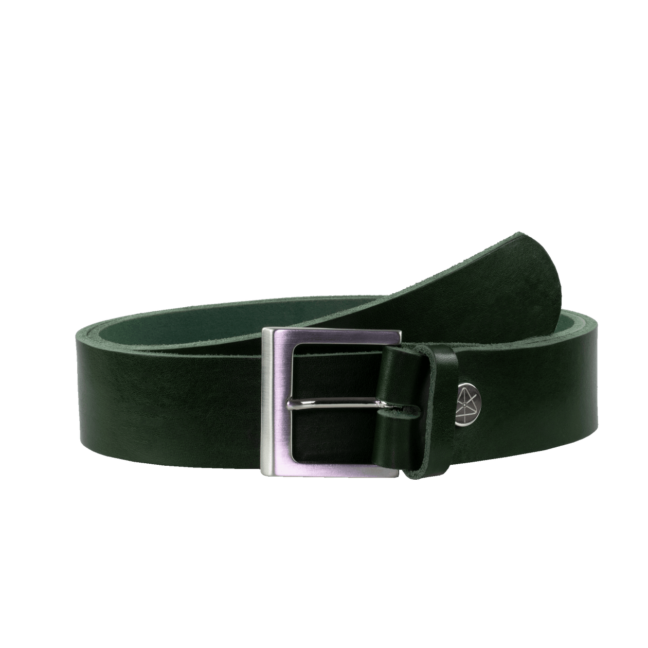 Ledergürtel 4cm mit Schnalle Graz silber glänzend grün ohne Muster