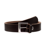 Ledergürtel 4cm mit Schnalle Graz silber matt dunkelbraun ohne Muster