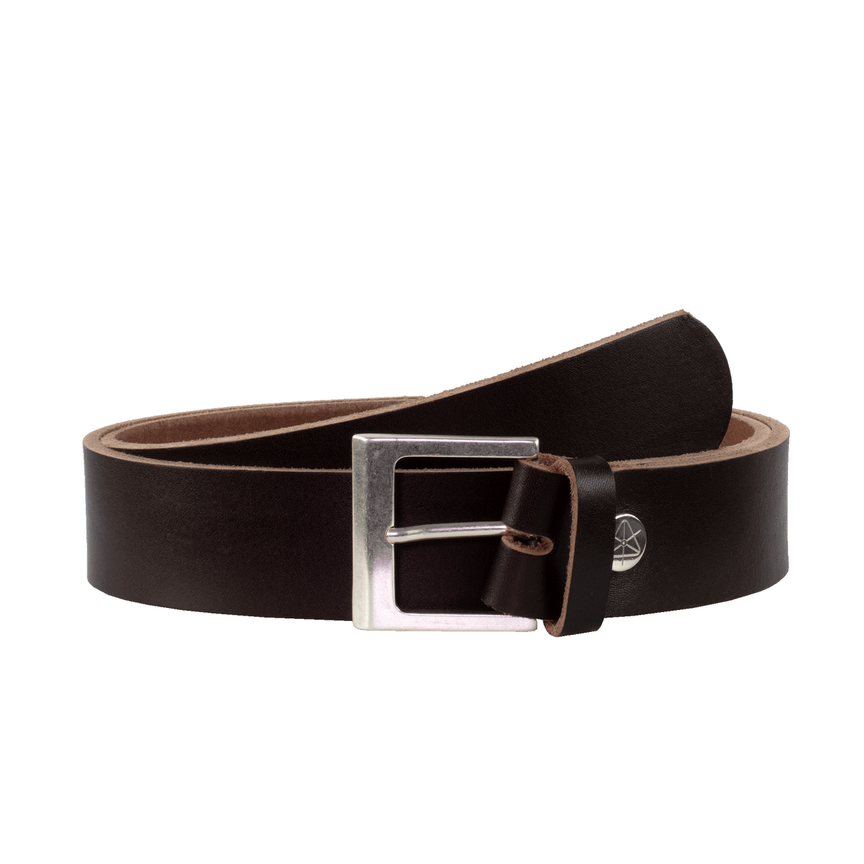 Ledergürtel 4cm mit Schnalle Graz silber matt dunkelbraun ohne Muster