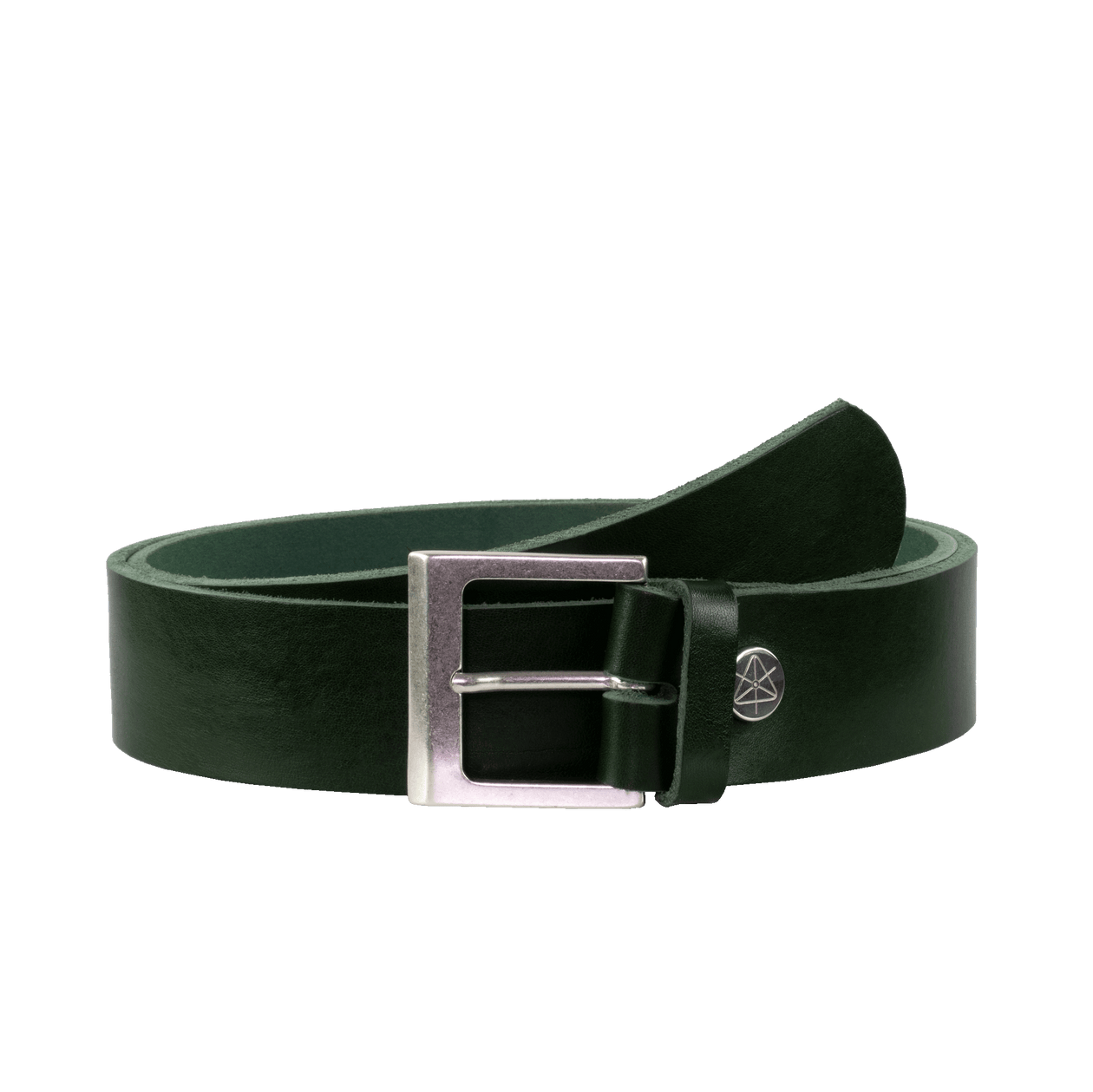 Ledergürtel 4cm mit Schnalle Graz silber matt grün ohne Muster