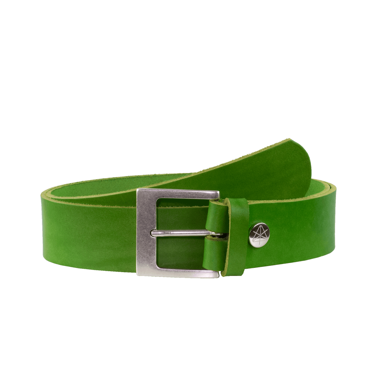 Ledergürtel 4cm mit Schnalle Odessa silber apfelgrün ohne Muster