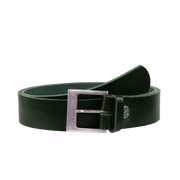 Ledergürtel 4cm mit Schnalle Odessa silber grün ohne Muster