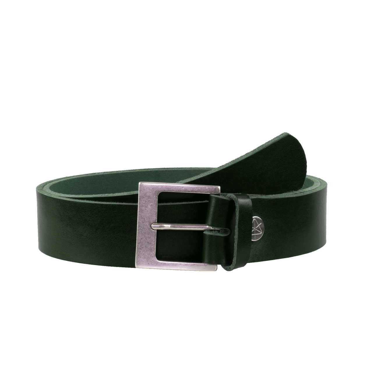 Ledergürtel 4cm mit Schnalle Odessa silber grün ohne Muster