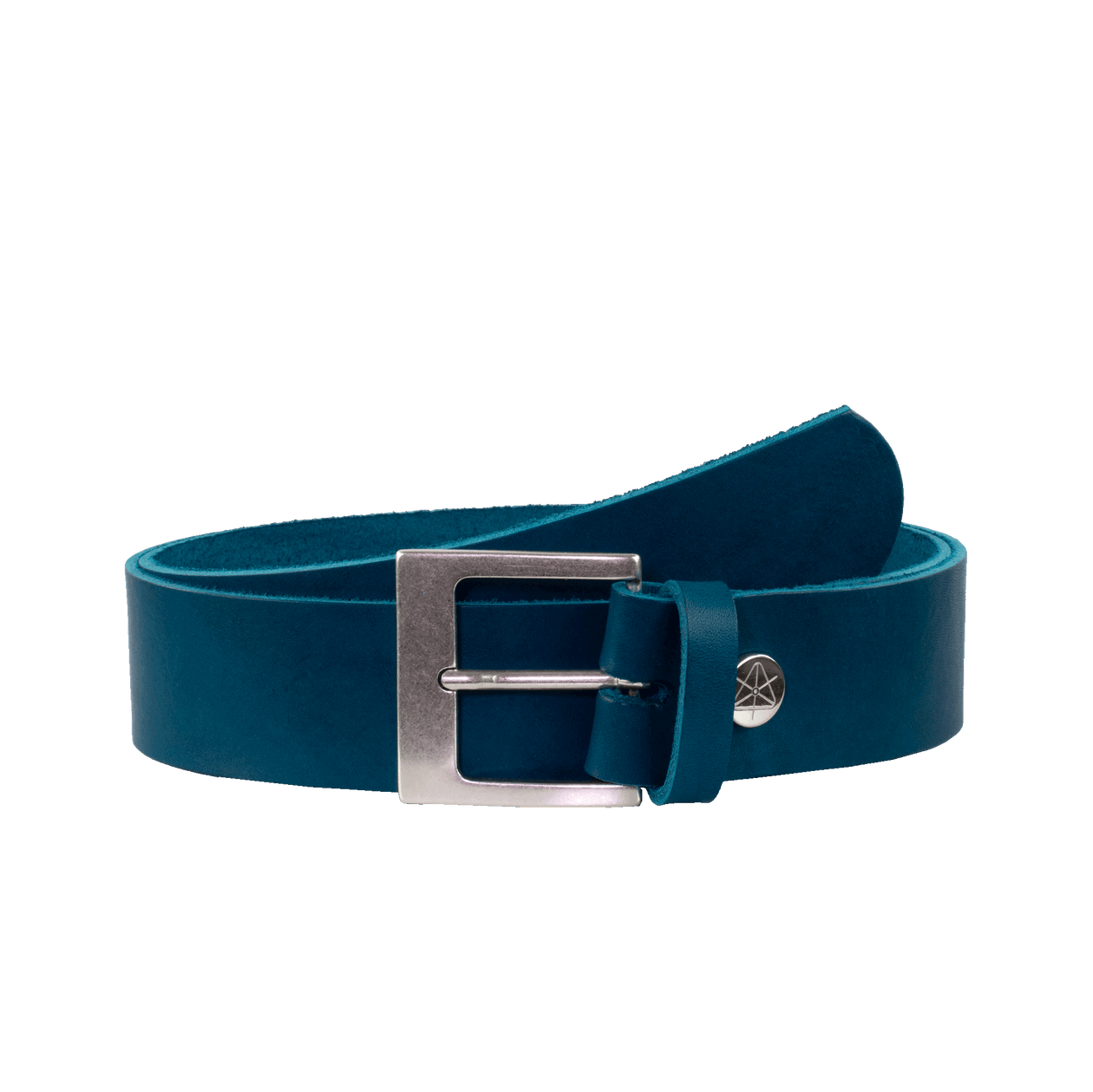 Ledergürtel 4cm mit Schnalle Odessa silber petrol ohne Muster