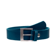 Ledergürtel 4cm mit Schnalle Odessa silber petrol ohne Muster