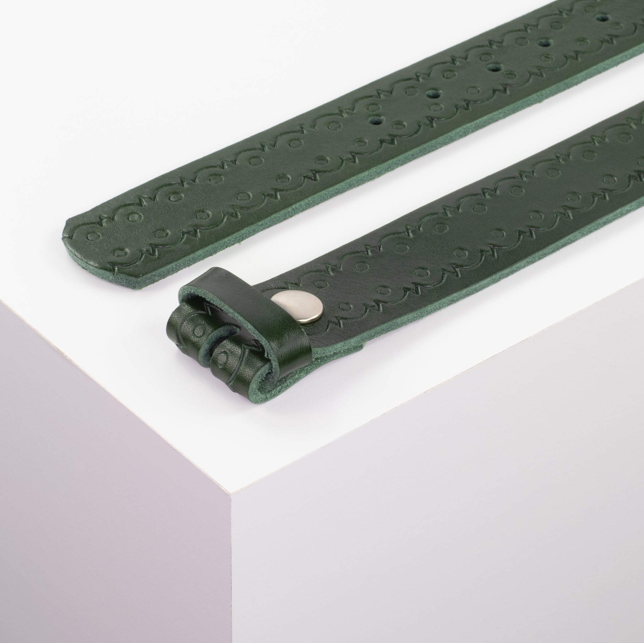 Ledergürtel 3.5cm gruen Lochwelle#farbe_gruen