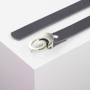 Ledergürtel 3cm mit Schnalle Schnecke silber glänzend navi ohne Muster