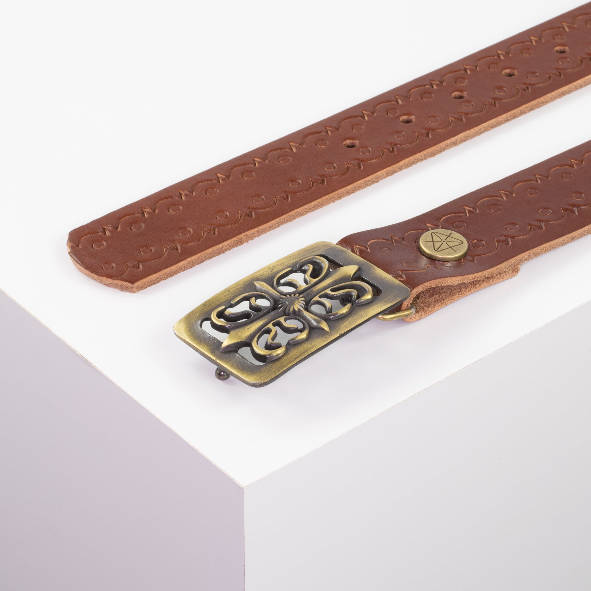 Ledergürtel 3.5cm cognac Lochwelle#farbe_cognac