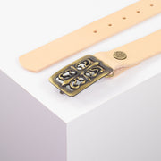 Ledergürtel 3,5cm mit Schnalle Ritter messing natur ohne Muster