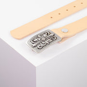 Ledergürtel 3,5cm mit Schnalle Ritter silber natur ohne Muster