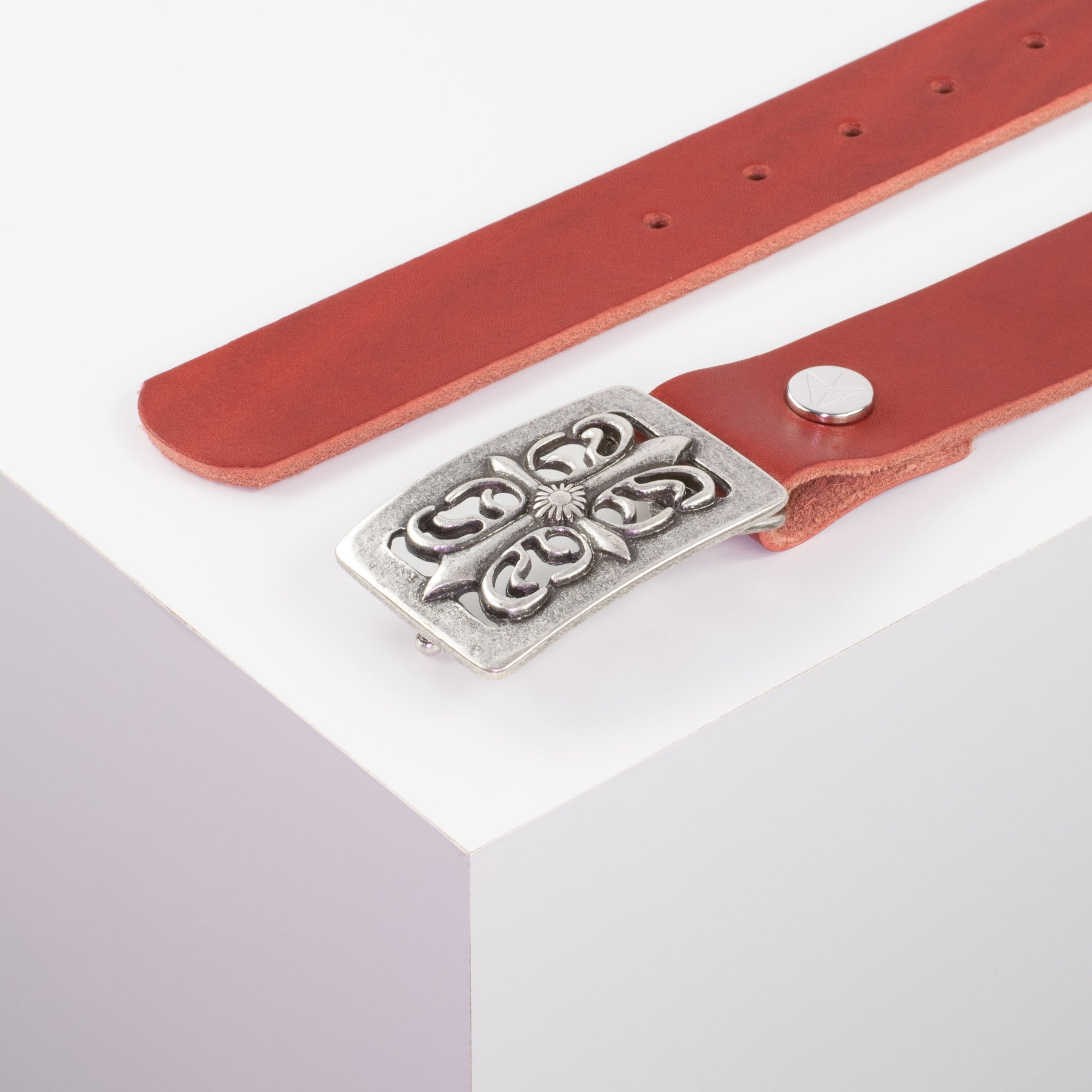 Ledergürtel 3.5cm rot ohne Muster#farbe_rot