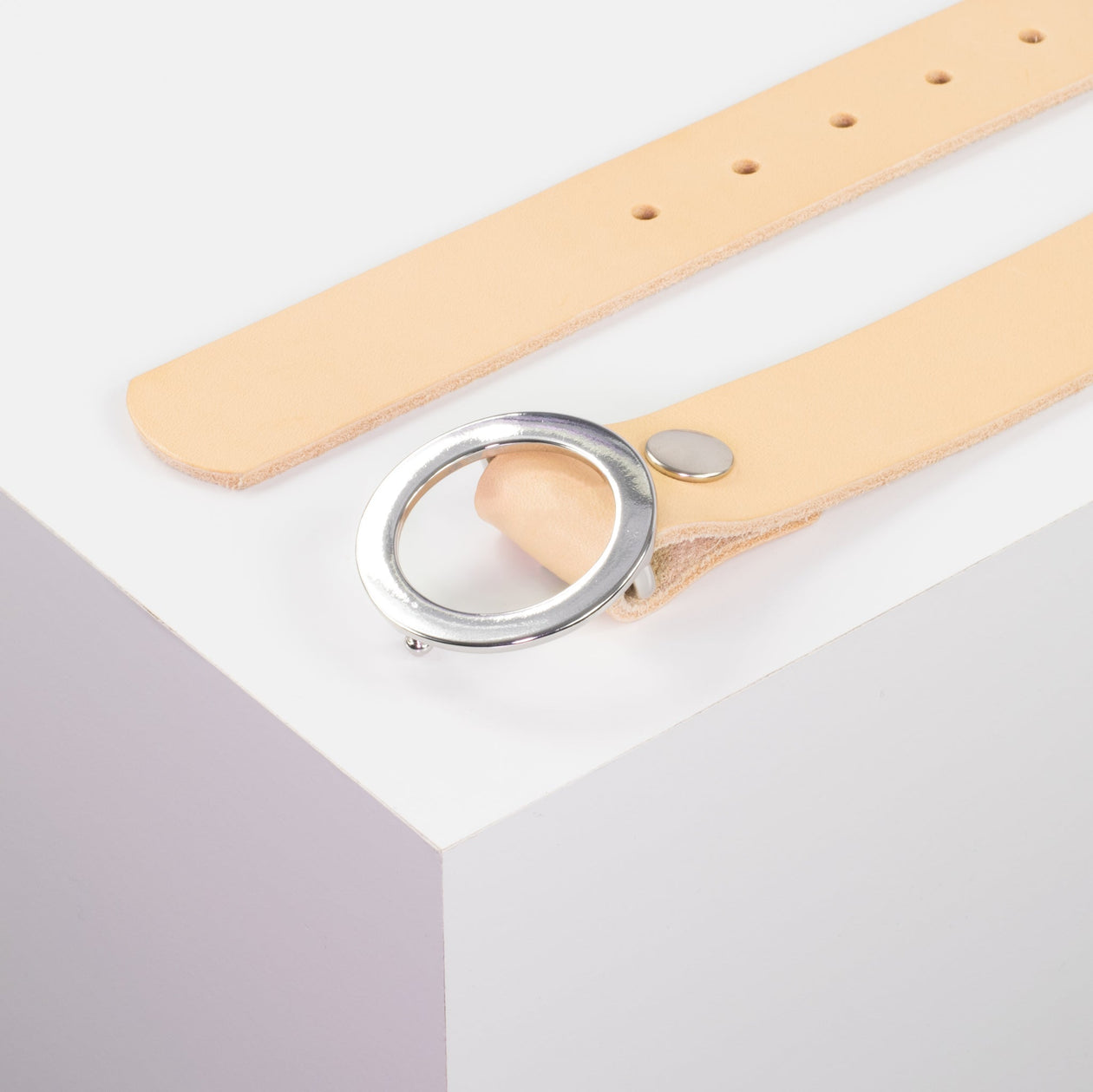 Ledergürtel 3,5cm mit Schnalle Ronda natur ohne Muster