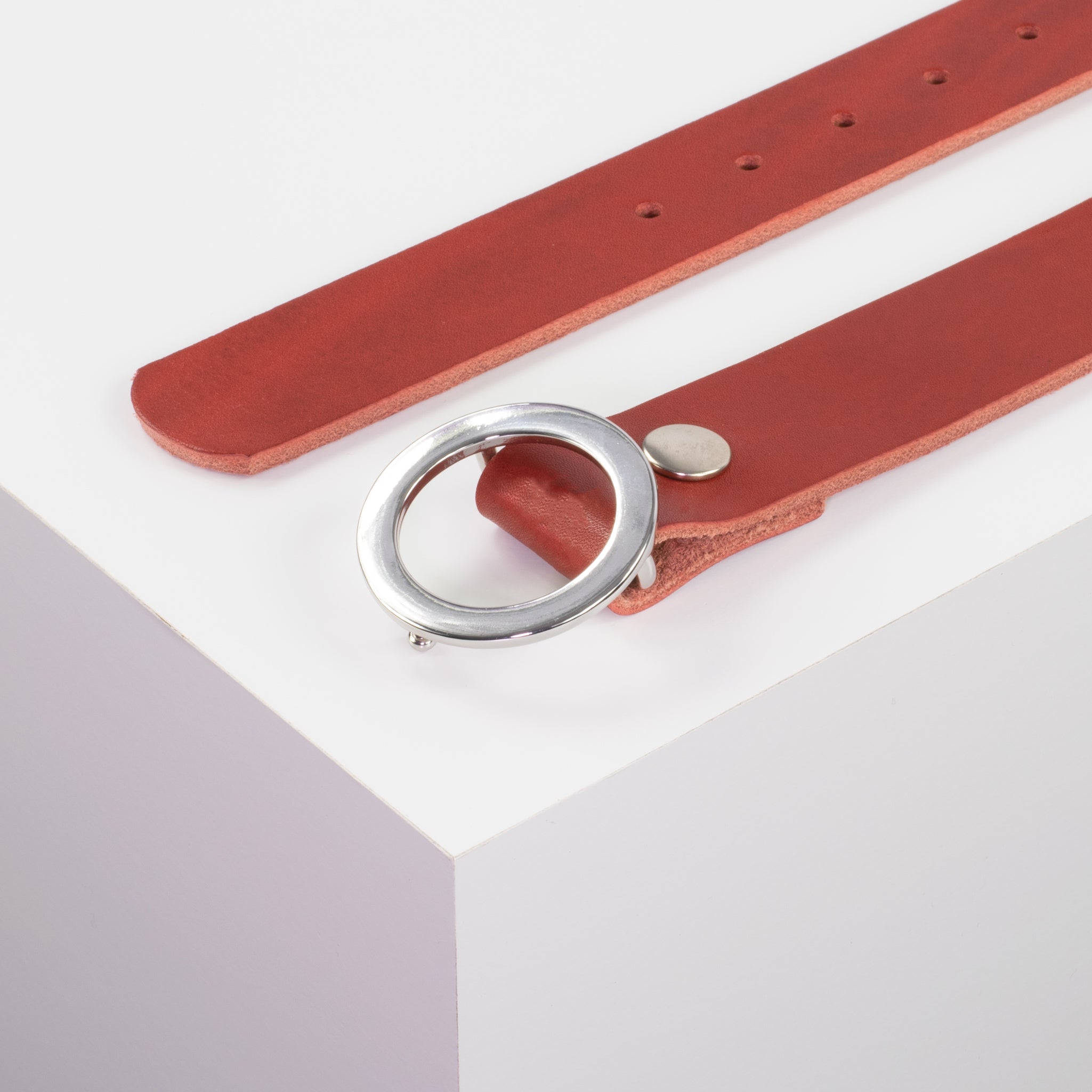 Ledergürtel 3.5cm rot ohne Muster#farbe_rot