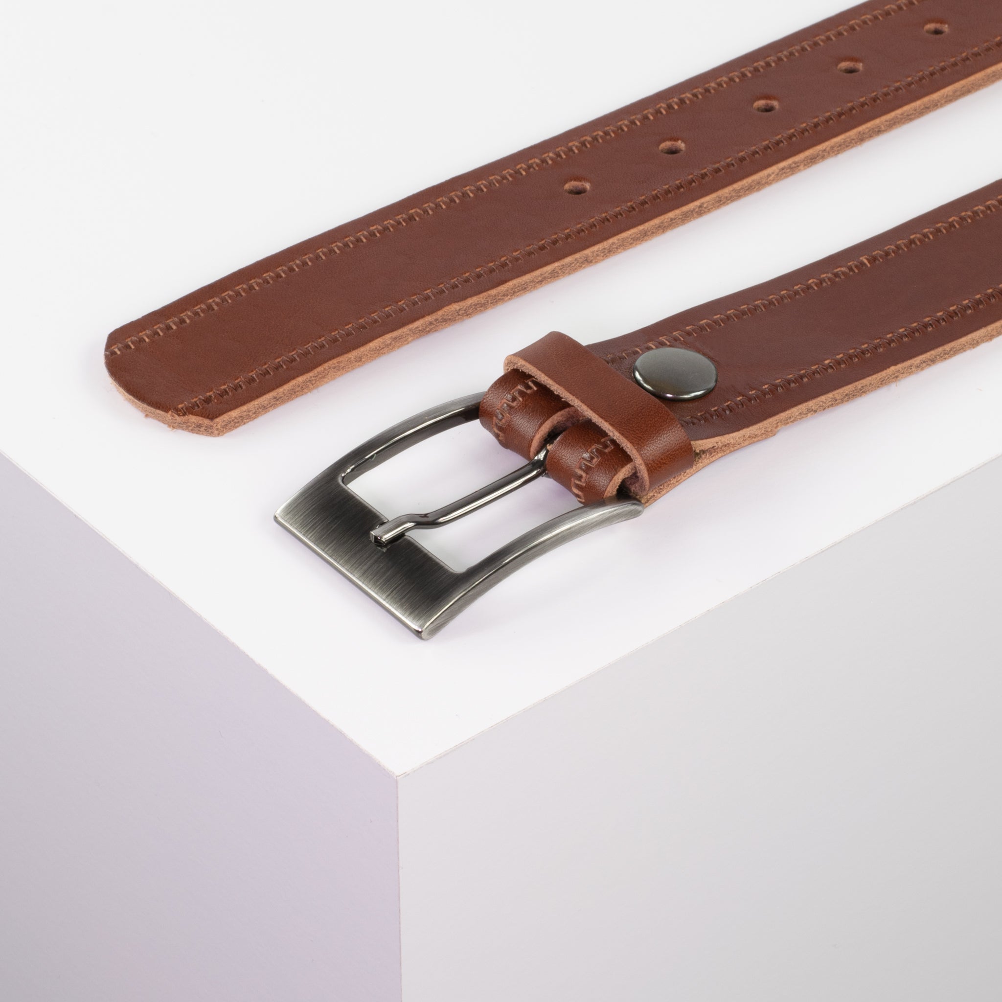 Ledergürtel 3.5cm cognac Reisverschluss#farbe_cognac