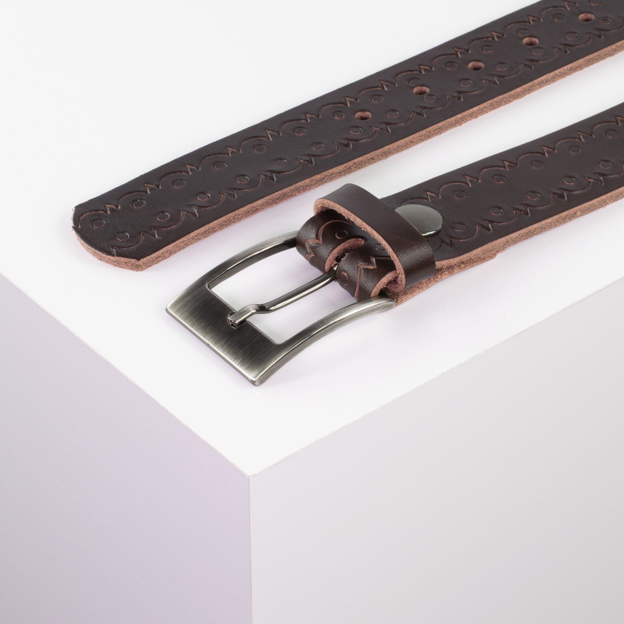 Ledergürtel 3.5cm braun Lochwelle#farbe_braun