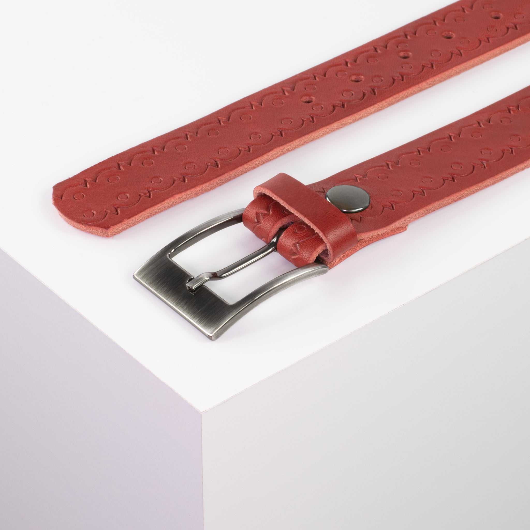 Ledergürtel 3.5cm rot Lochwelle#farbe_rot