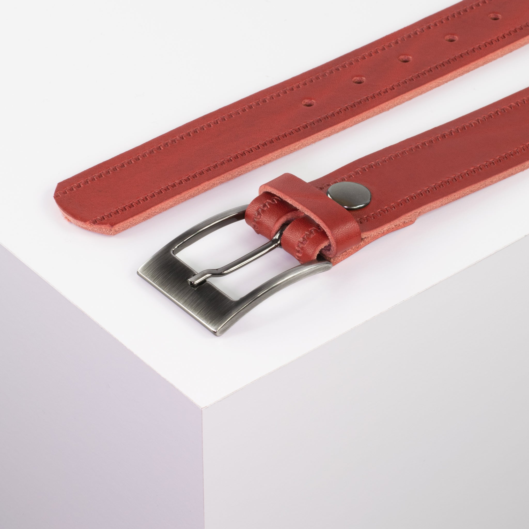 Ledergürtel 3.5cm rot Reisverschluss#farbe_rot