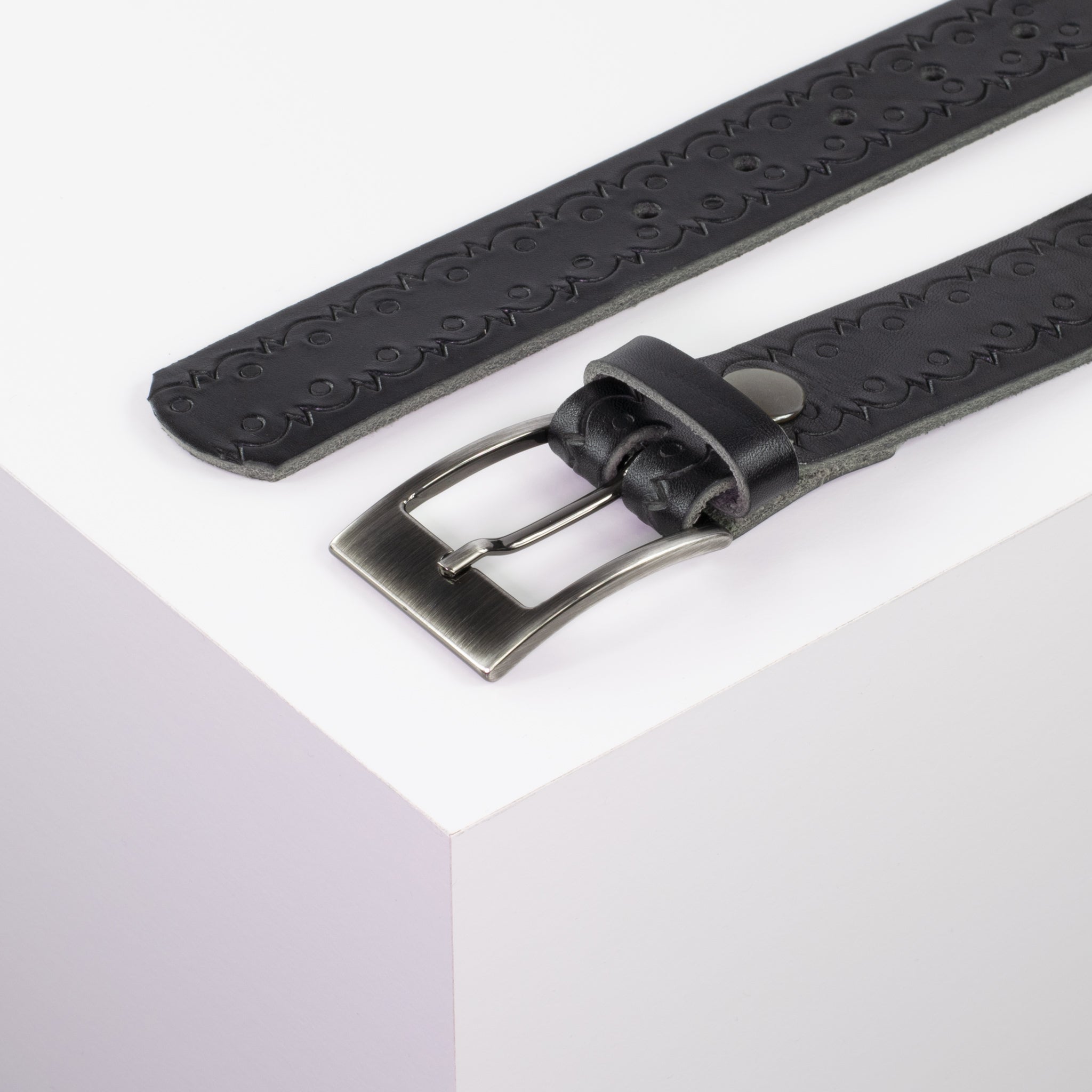 Ledergürtel 3.5cm schwarz Lochwelle#farbe_schwarz