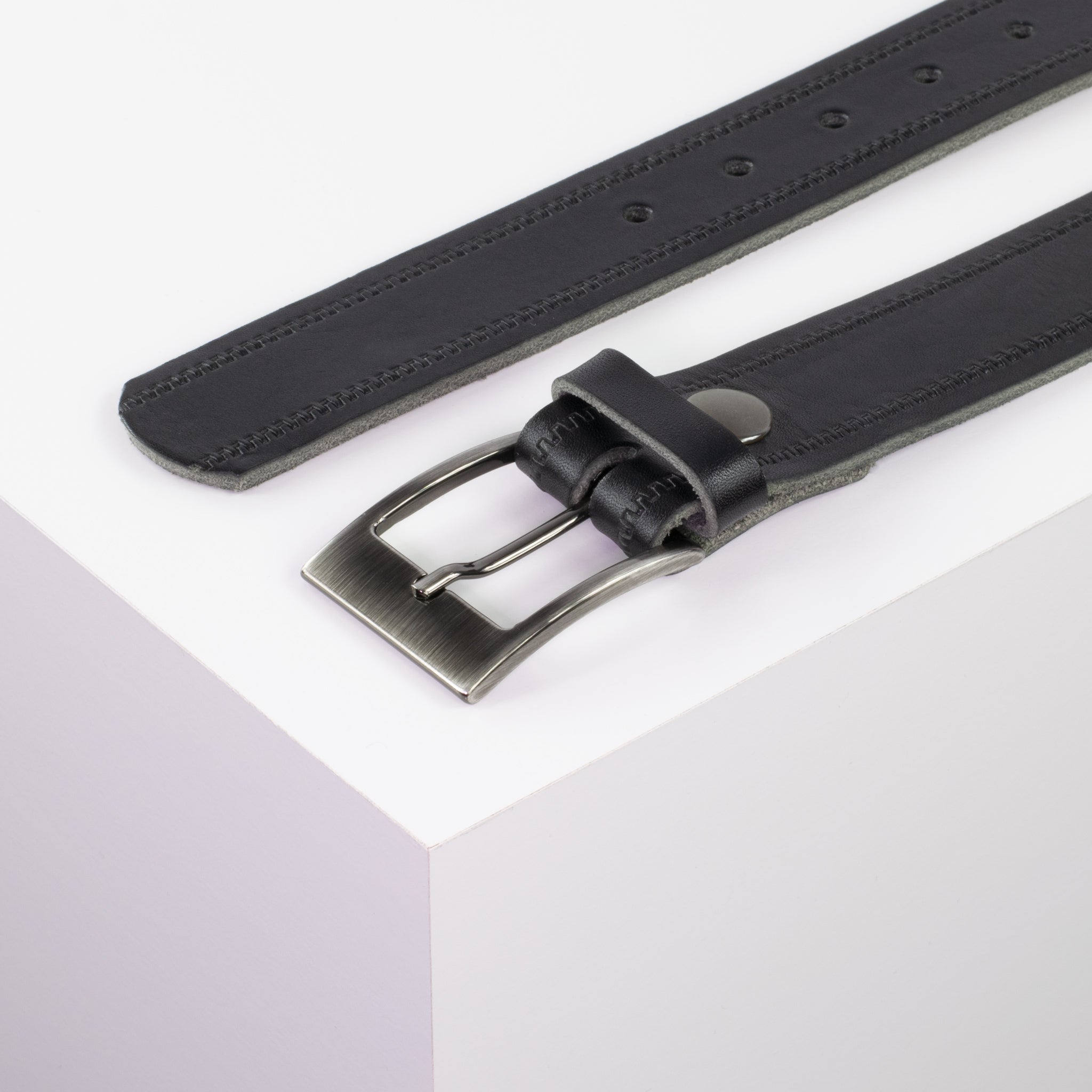 Ledergürtel 3.5cm schwarz Reisverschluss#farbe_schwarz