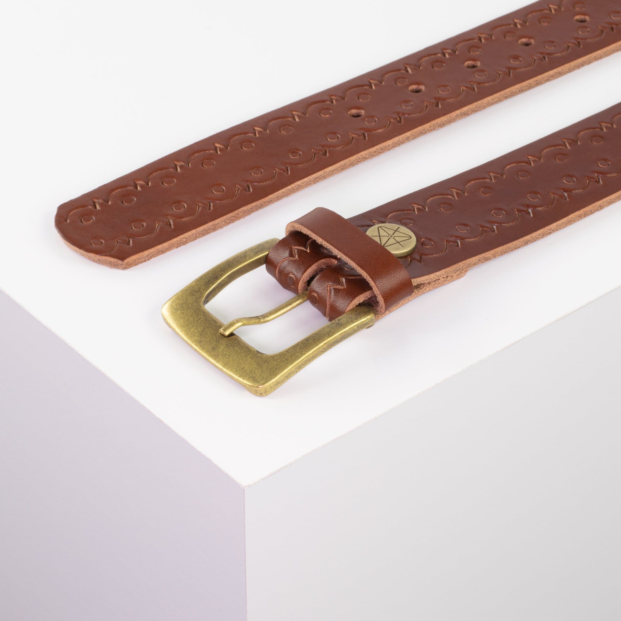 Ledergürtel 3.5cm cognac Lochwelle#farbe_cognac