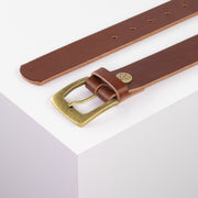 Ledergürtel 3,5cm mit Schnalle Madrid messing cognac ohne Muster