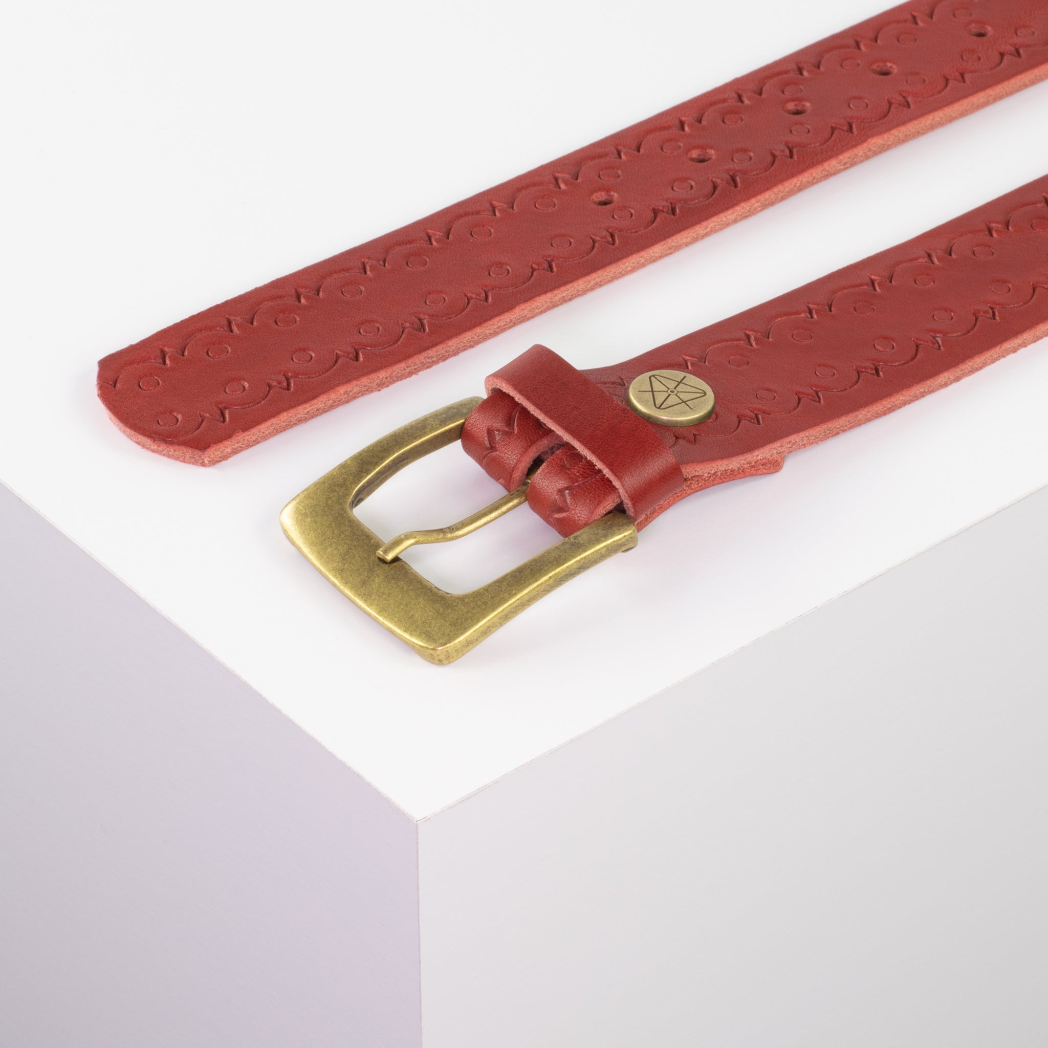Ledergürtel 3.5cm rot Lochwelle#farbe_rot