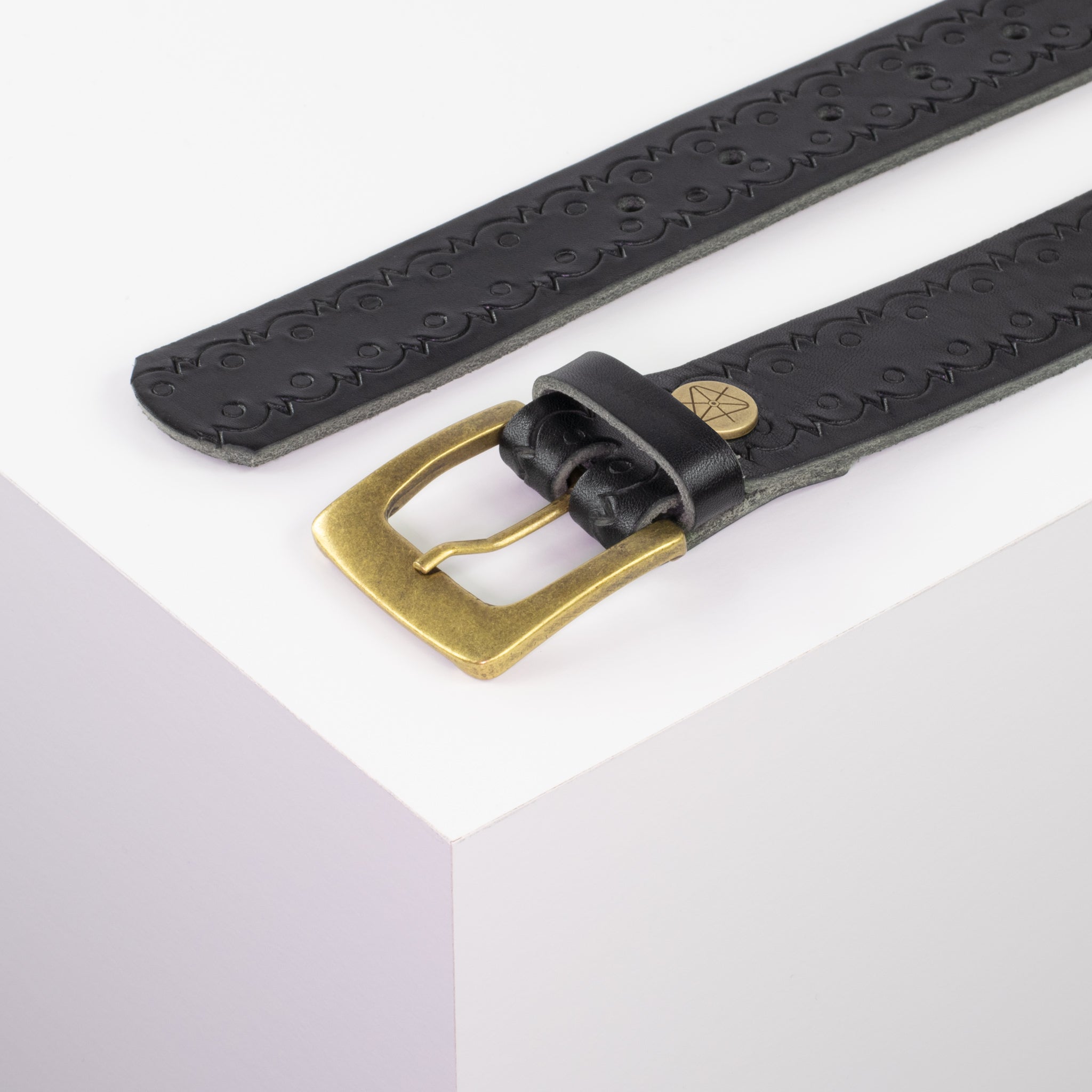 Ledergürtel 3.5cm schwarz Lochwelle#farbe_schwarz