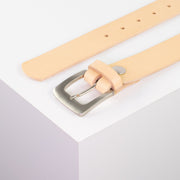 Ledergürtel 3,5cm mit Schnalle Madrid silber glänzend natur ohne Muster