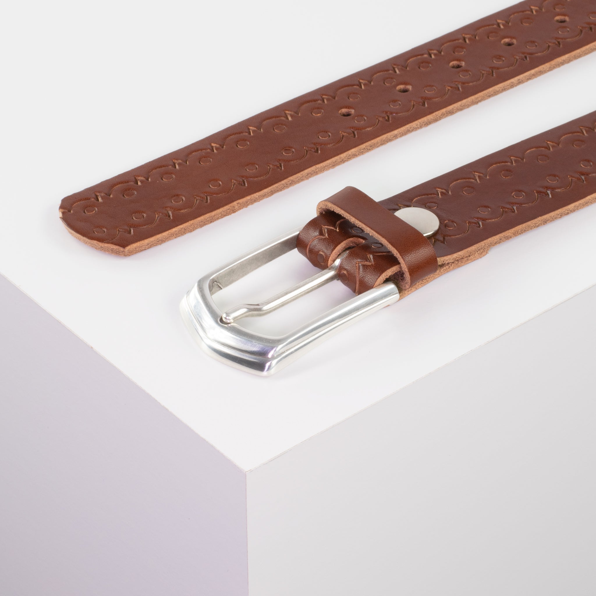 Ledergürtel mit Schnalle Marrakesch cognac Lochwelle#farbe_cognac