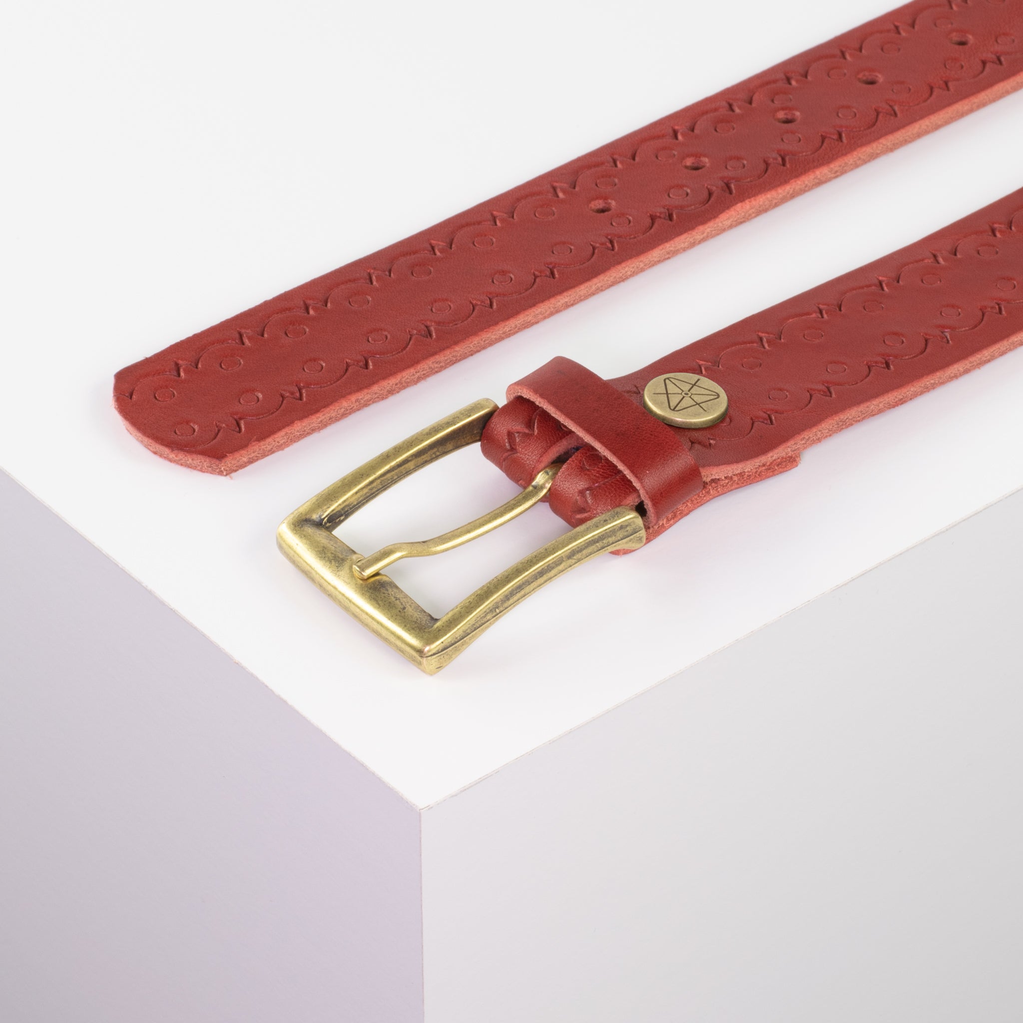 Ledergürtel 3.5cm rot Lochwelle#farbe_rot