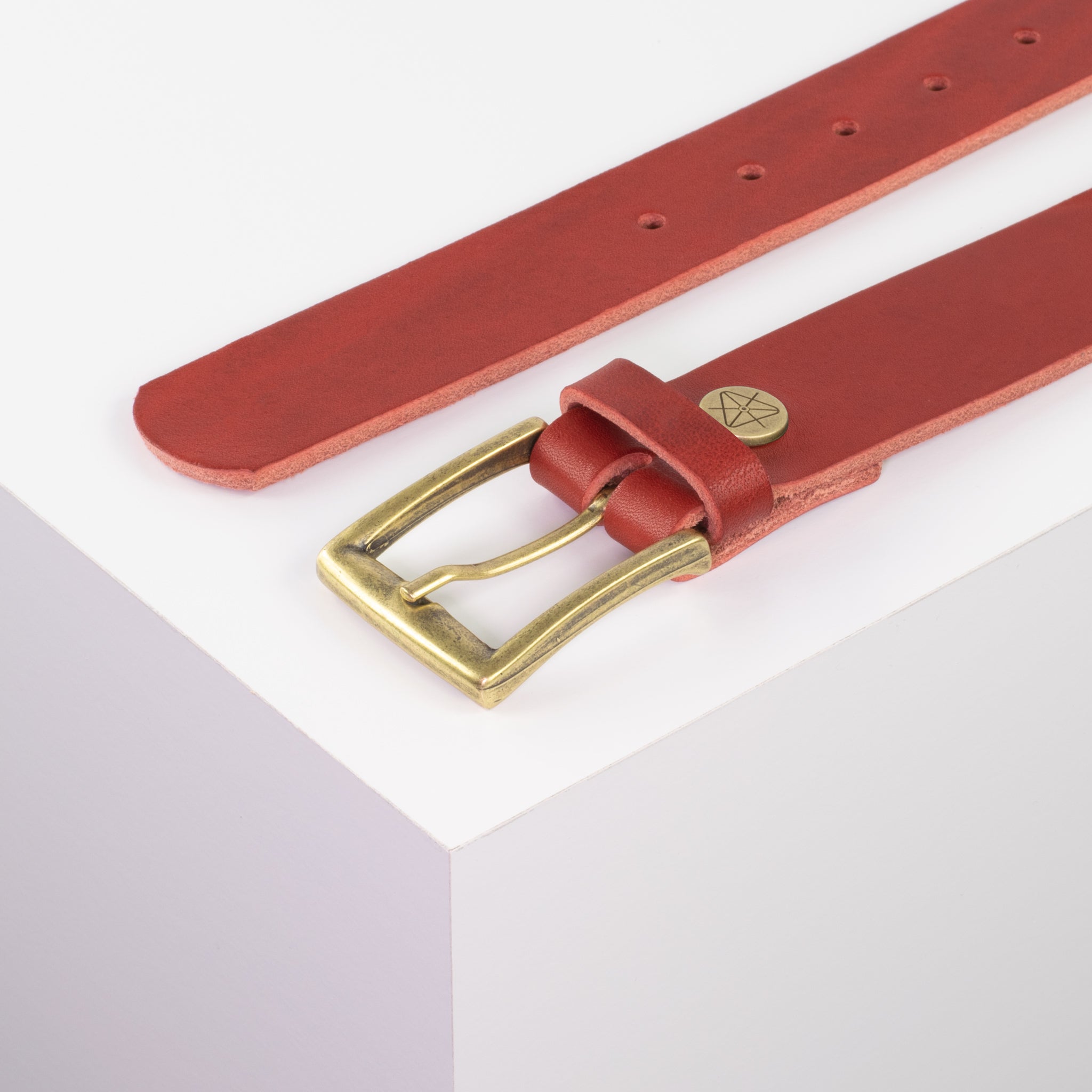 Ledergürtel 3.5cm rot ohne Muster#farbe_rot