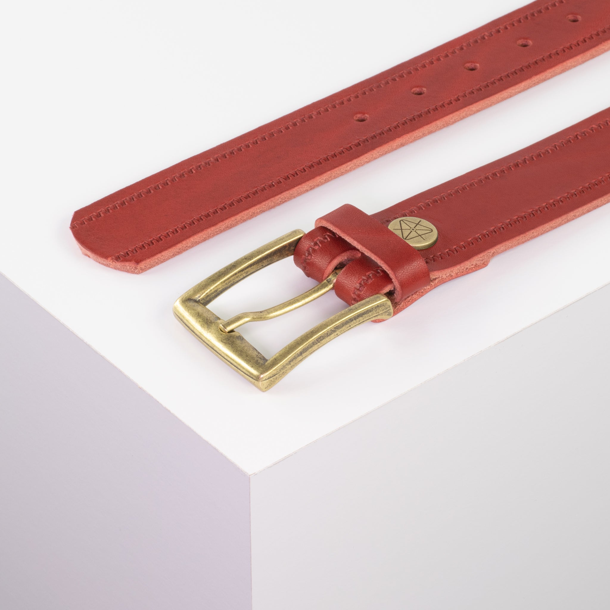 Ledergürtel 3.5cm rot Reisverschluss#farbe_rot