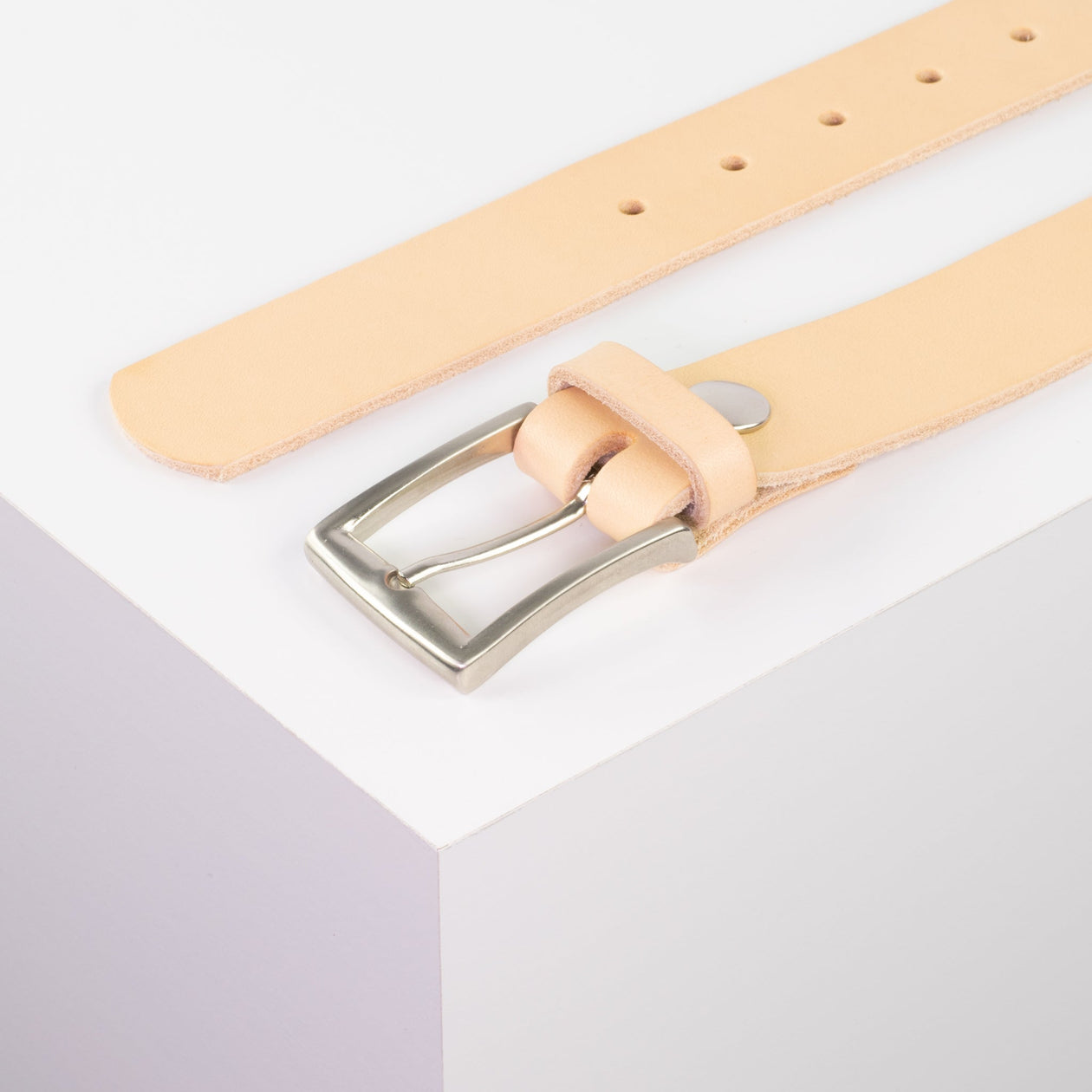 Ledergürtel 3,5cm mit Schnalle Toronto silber natur ohne Muster