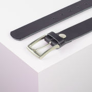 Ledergürtel 3,5cm mit Schnalle Toronto silber navi ohne Muster