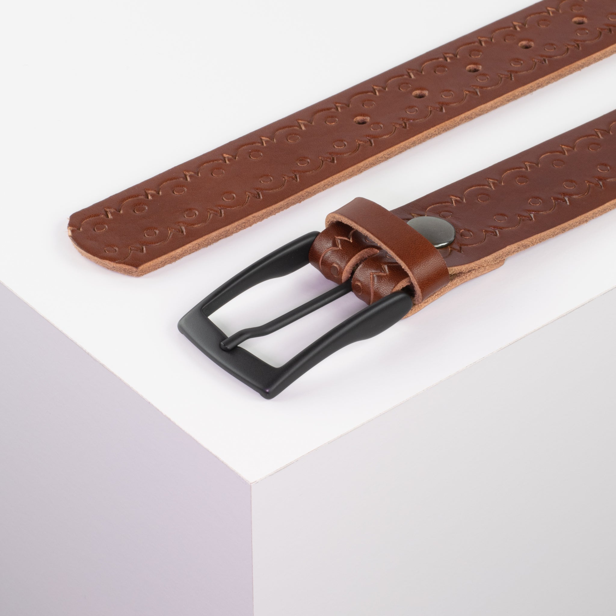 Ledergürtel 3.5cm cognac Lochwelle#farbe_cognac