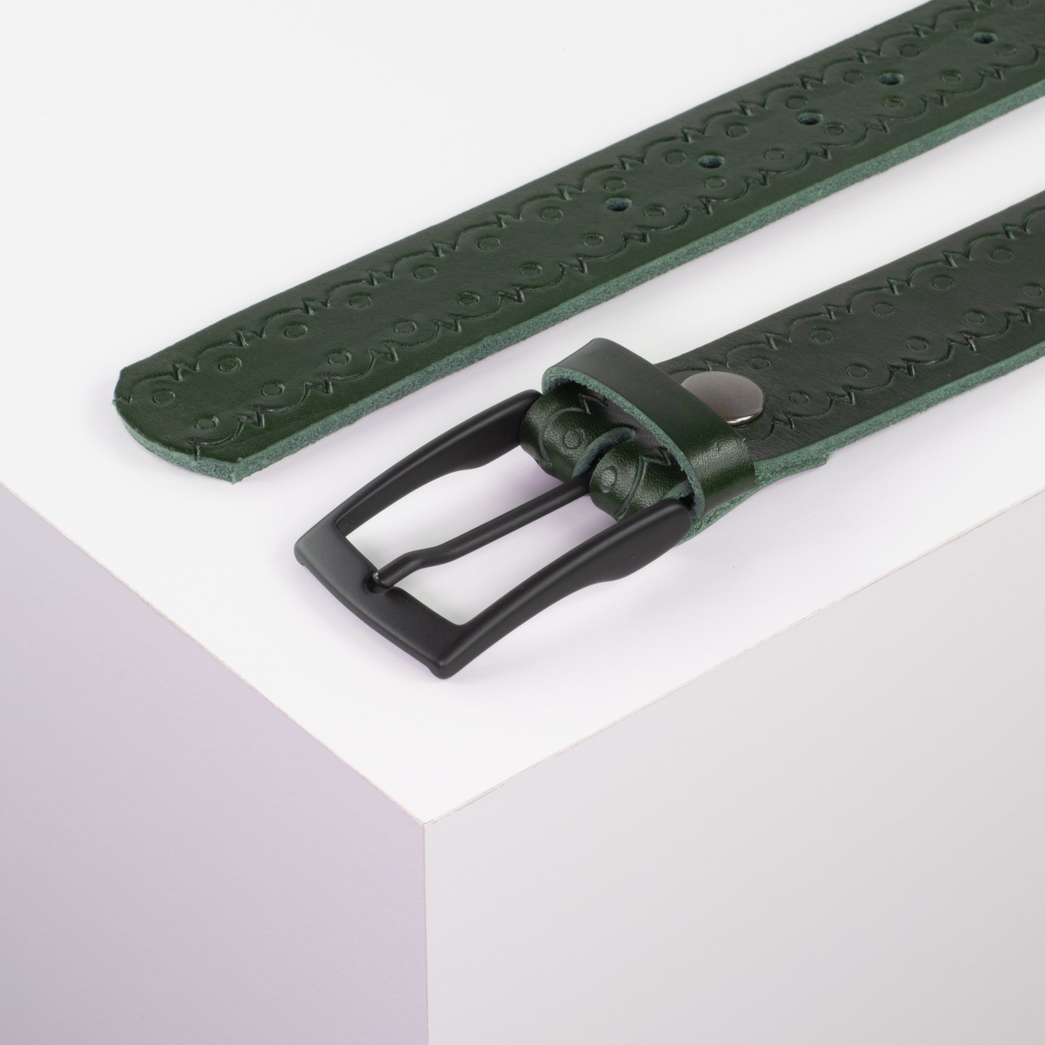 Ledergürtel 3.5cm gruen Lochwelle#farbe_gruen