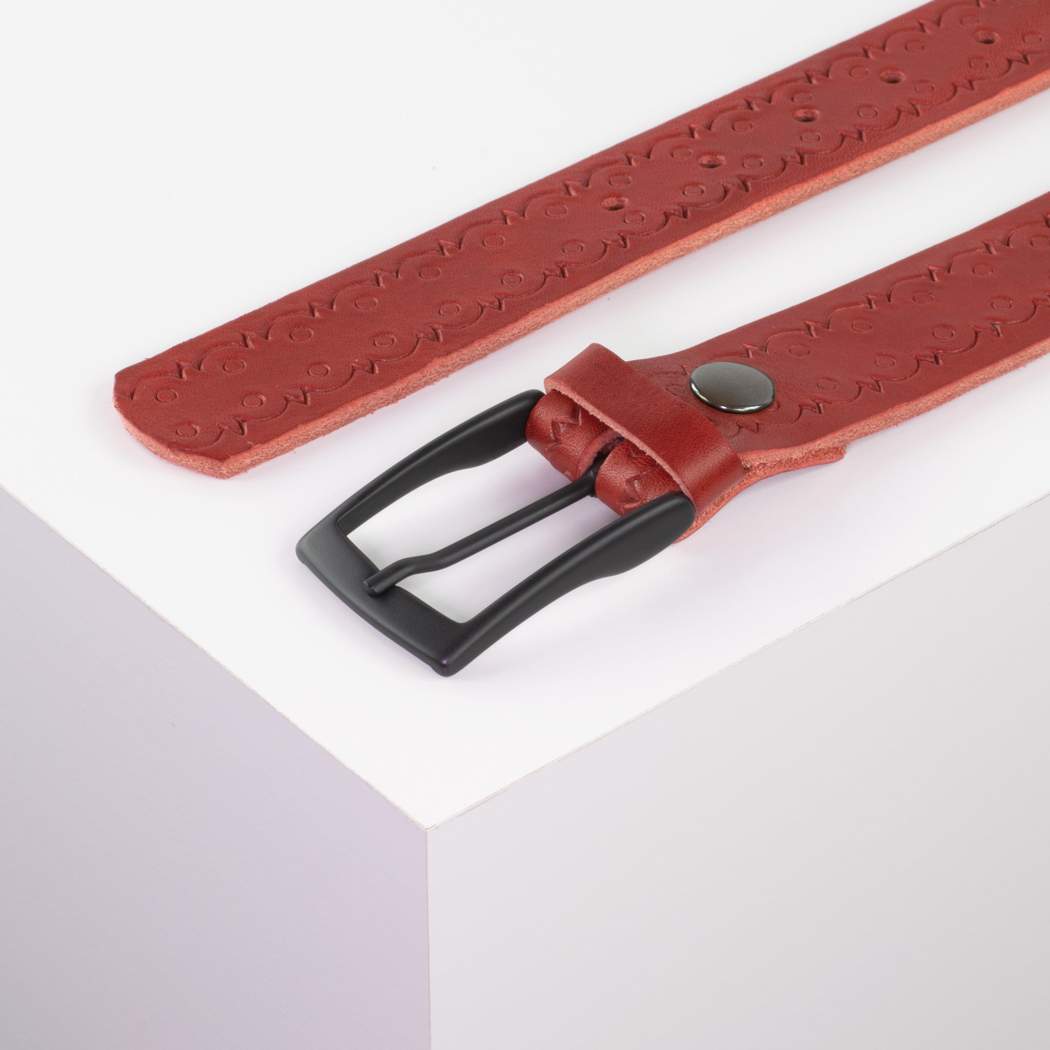 Ledergürtel 3.5cm rot Lochwelle#farbe_rot
