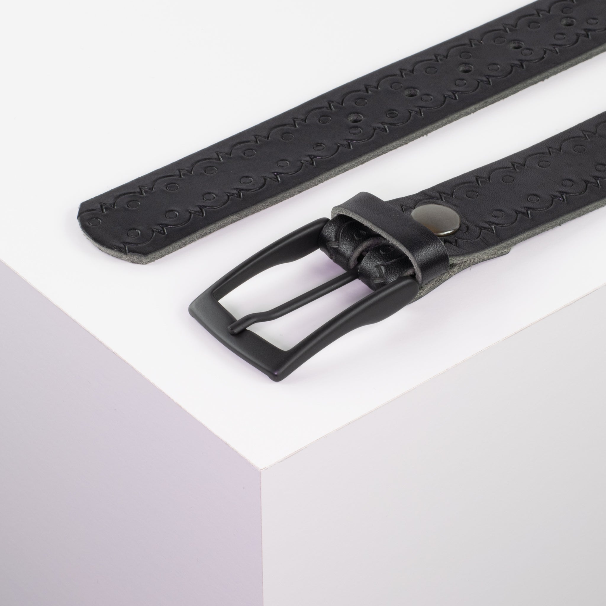 Ledergürtel 3.5cm schwarz Lochwelle#farbe_schwarz