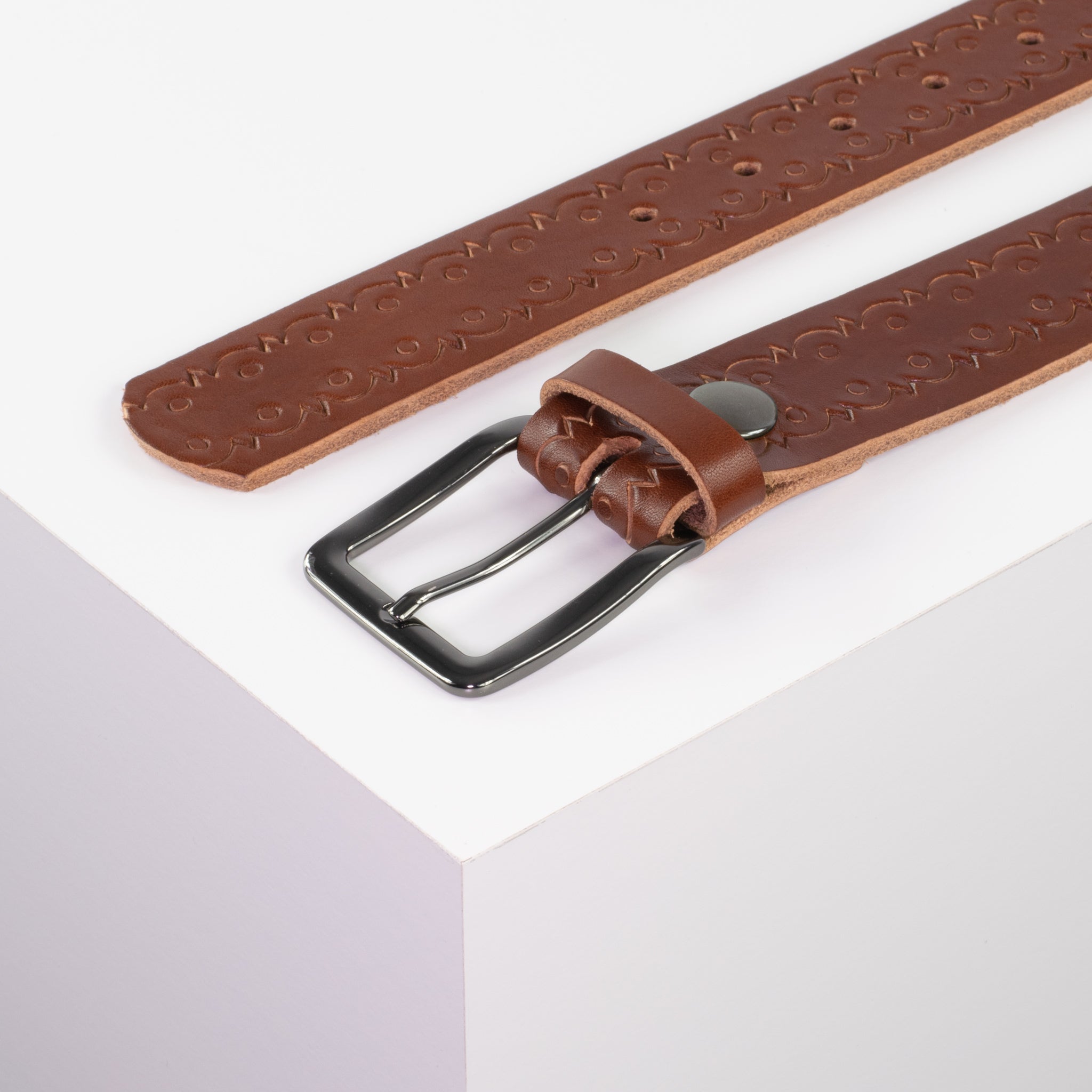 Ledergürtel 3.5cm cognac Lochwelle#farbe_cognac