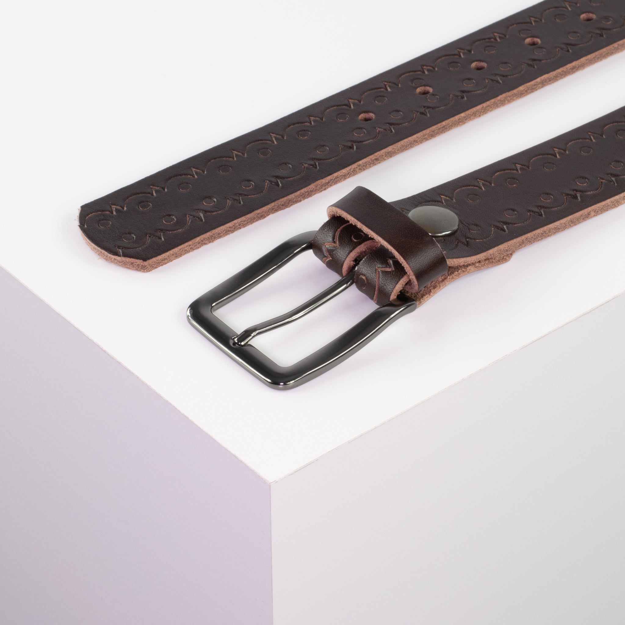 Ledergürtel 3.5cm braun Lochwelle#farbe_braun