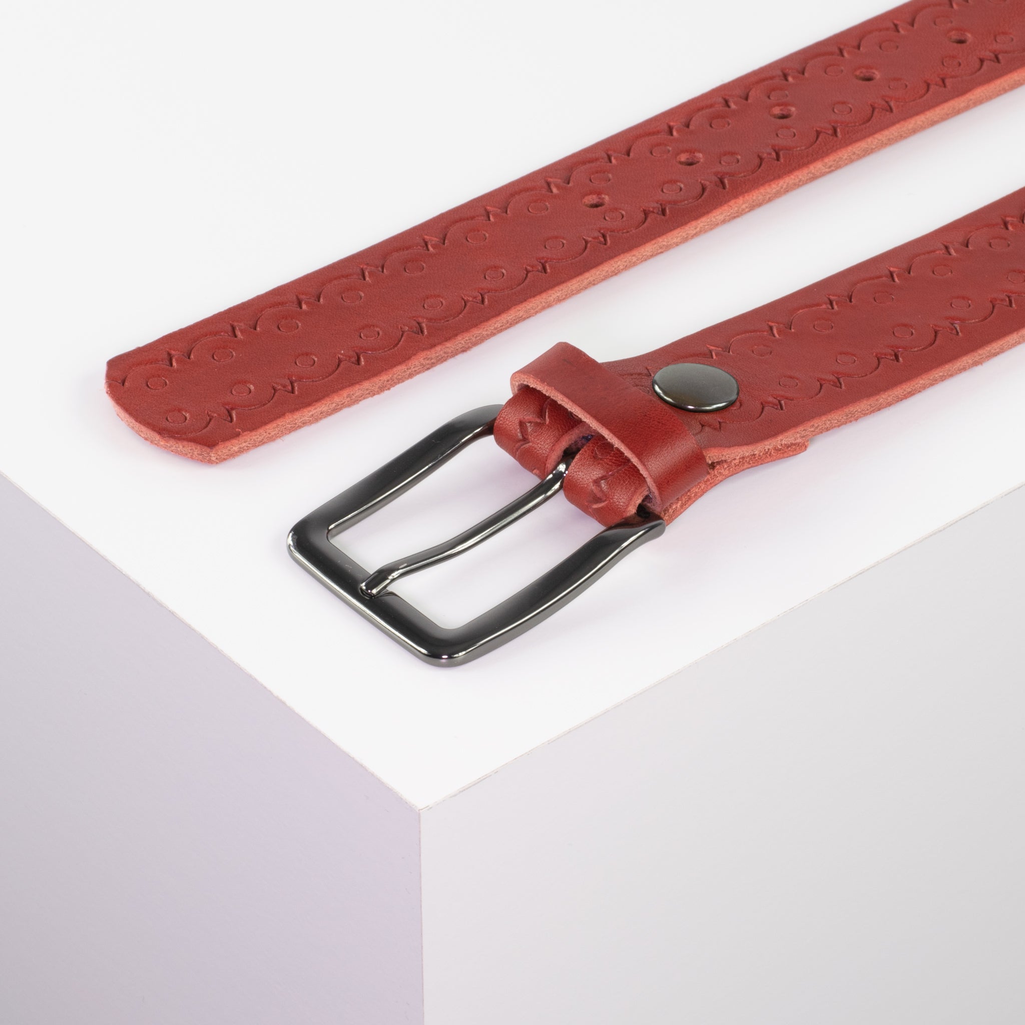 Ledergürtel 3.5cm rot Lochwelle#farbe_rot