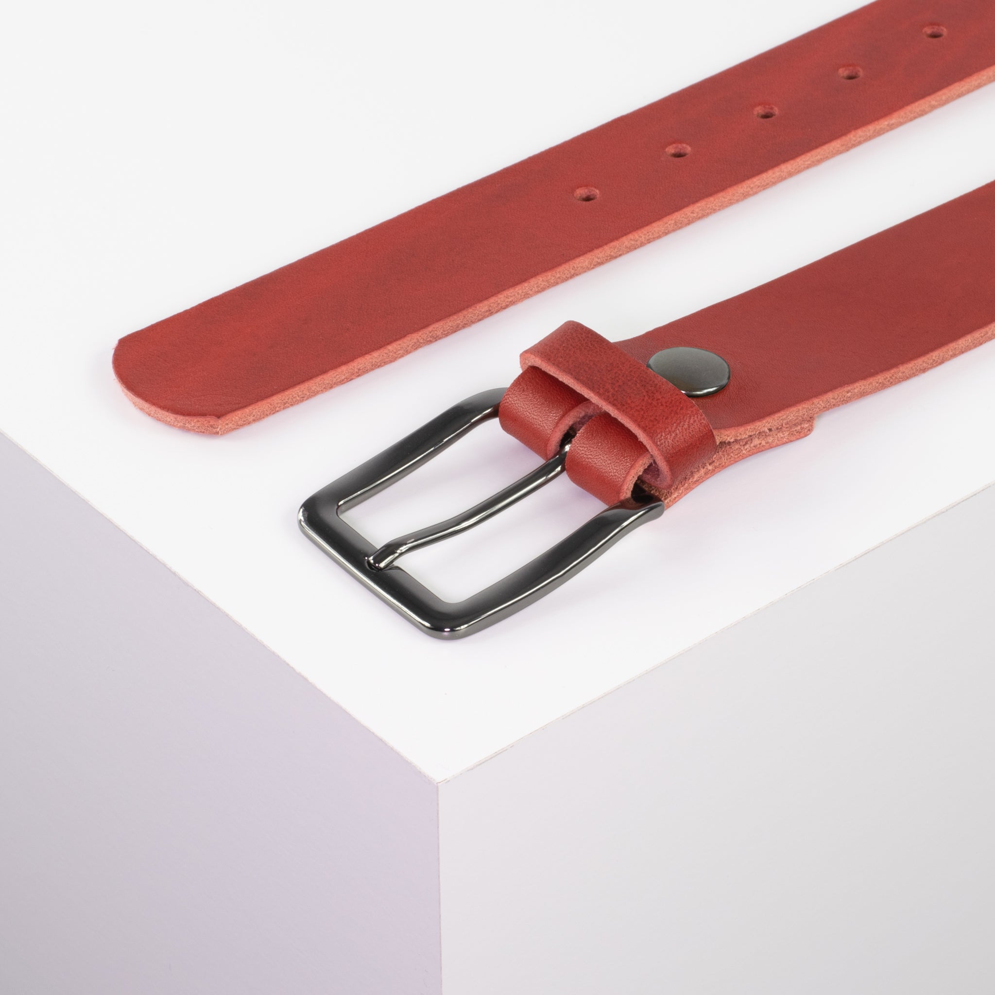 Ledergürtel 3.5cm rot ohne Muster#farbe_rot