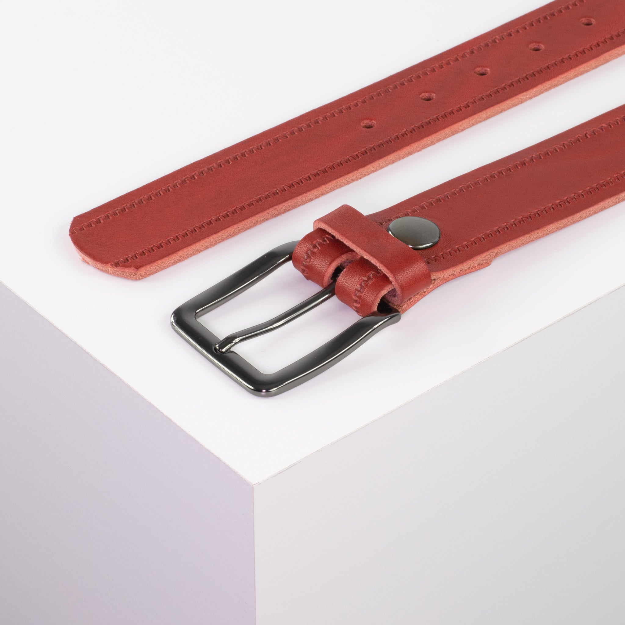 Ledergürtel 3.5cm rot Reisverschluss#farbe_rot
