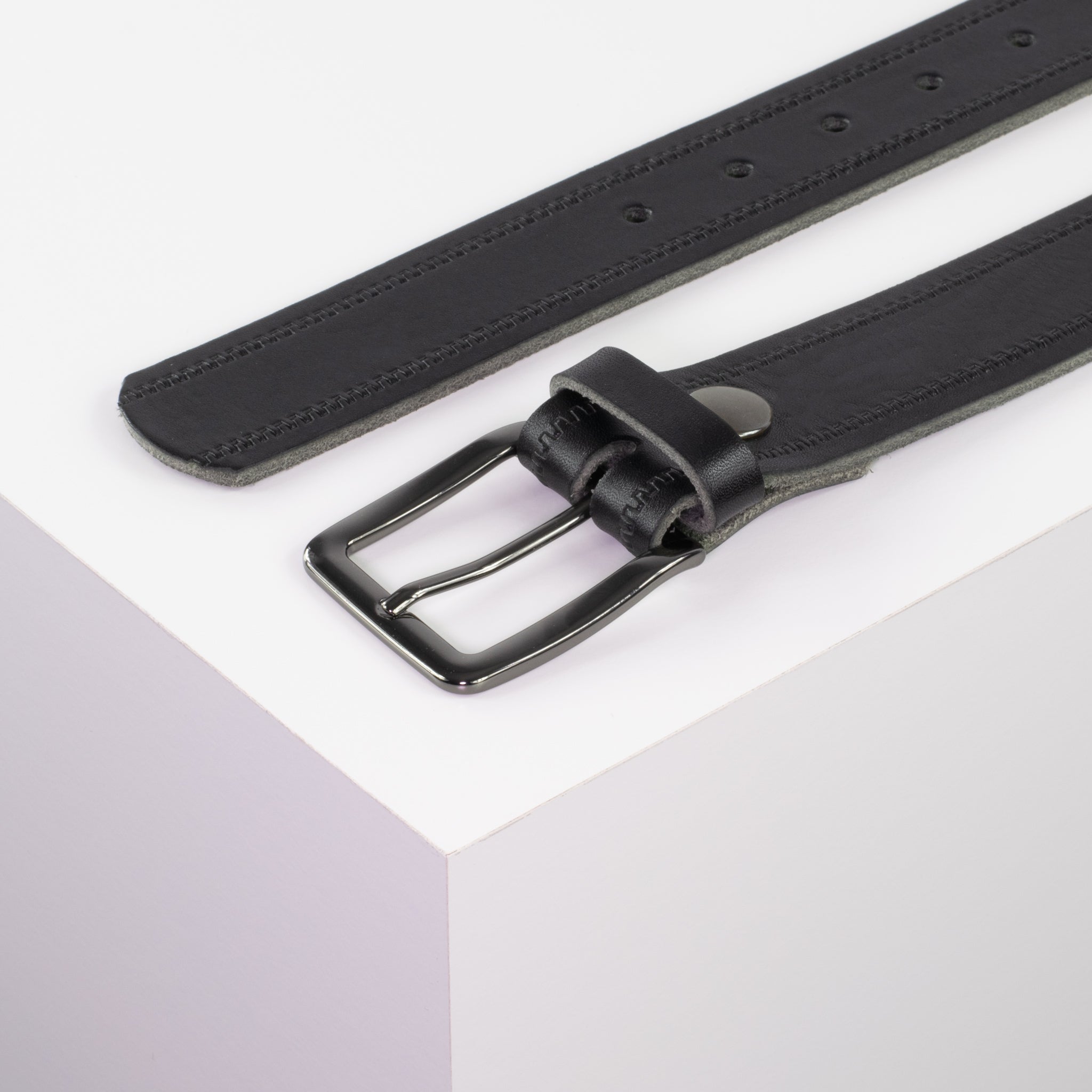 Ledergürtel 3.5cm schwarz Reisverschluss#farbe_schwarz