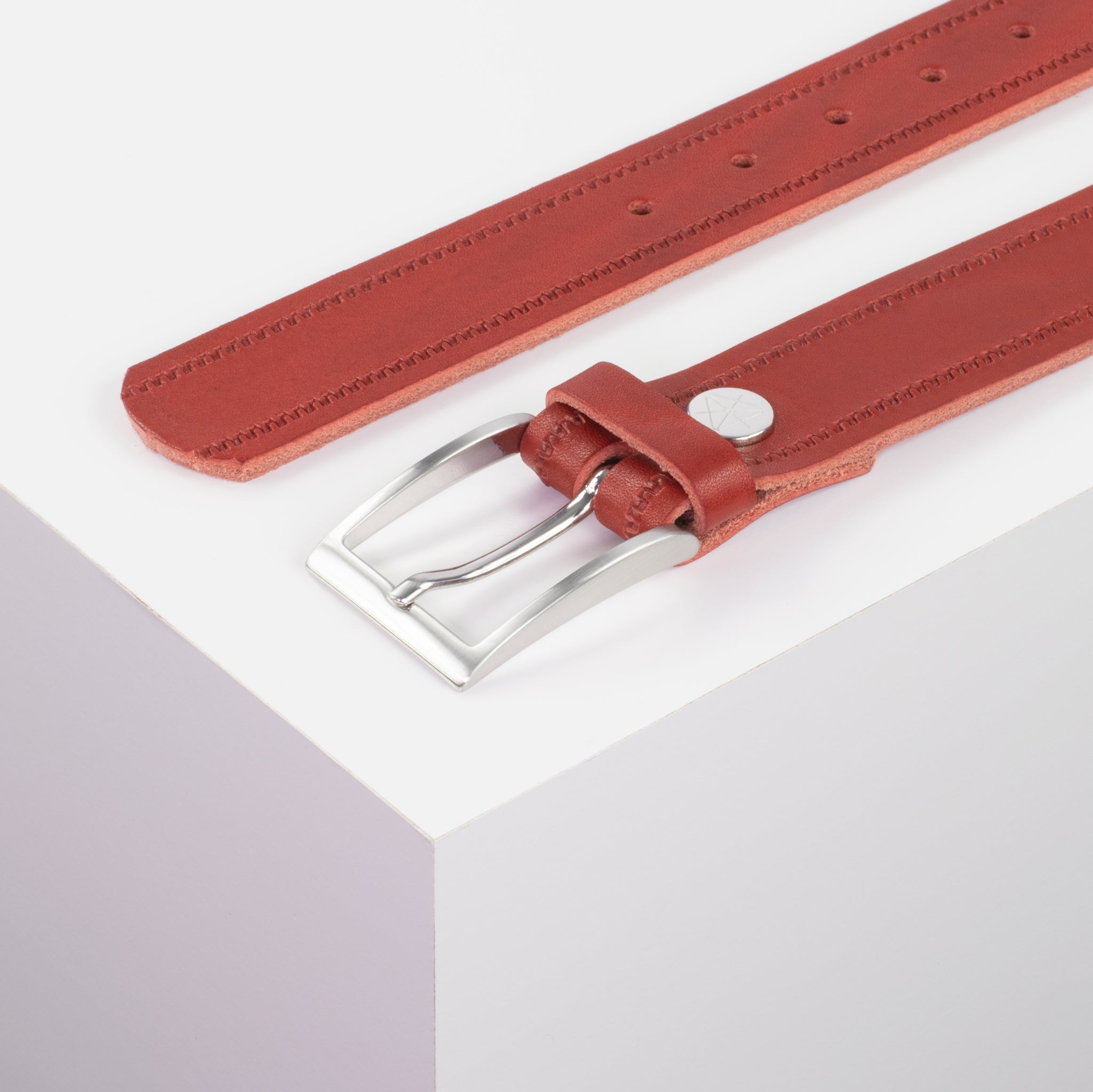 Ledergürtel 3.5cm rot Reisverschluss#farbe_rot