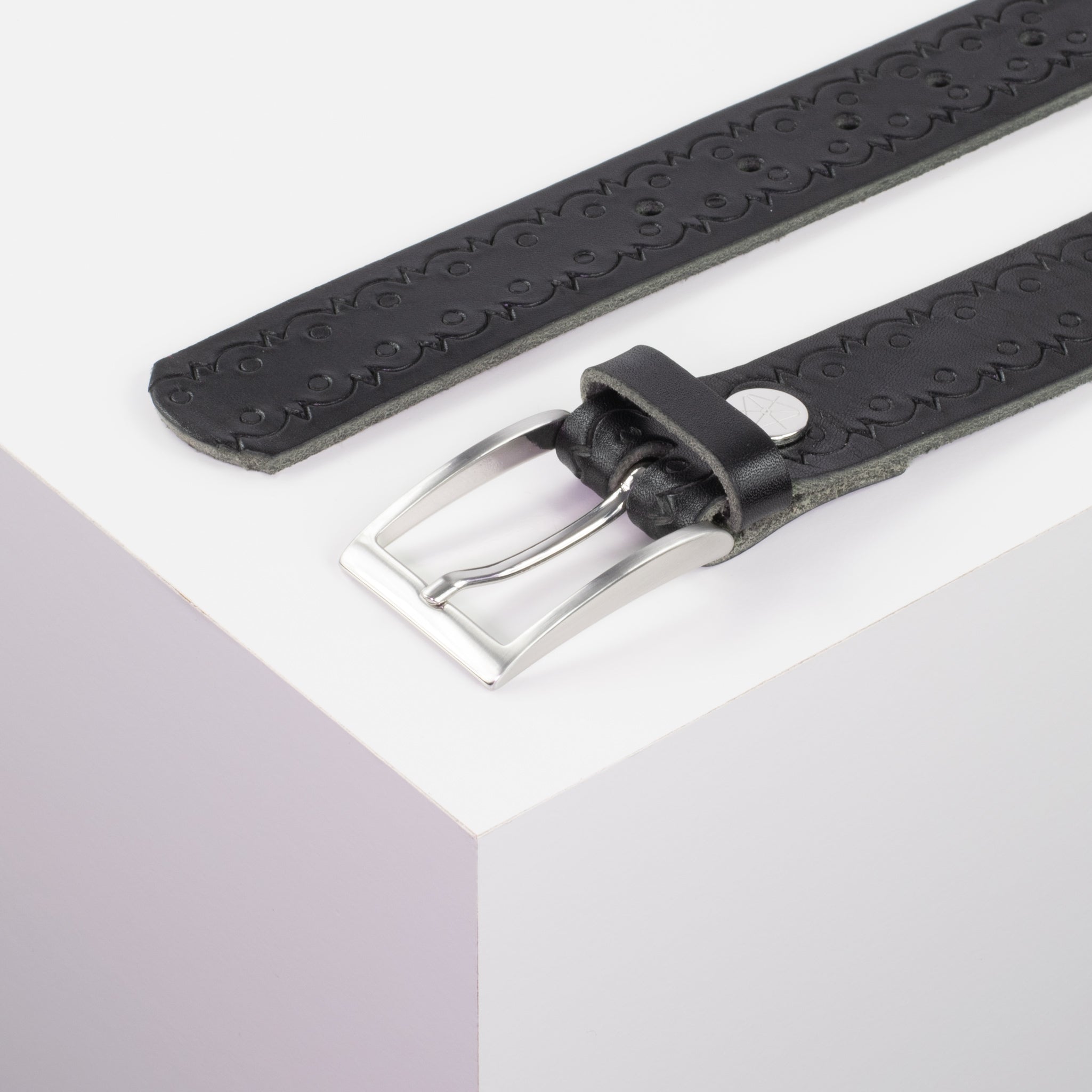 Ledergürtel 3.5cm schwarz Lochwelle#farbe_schwarz